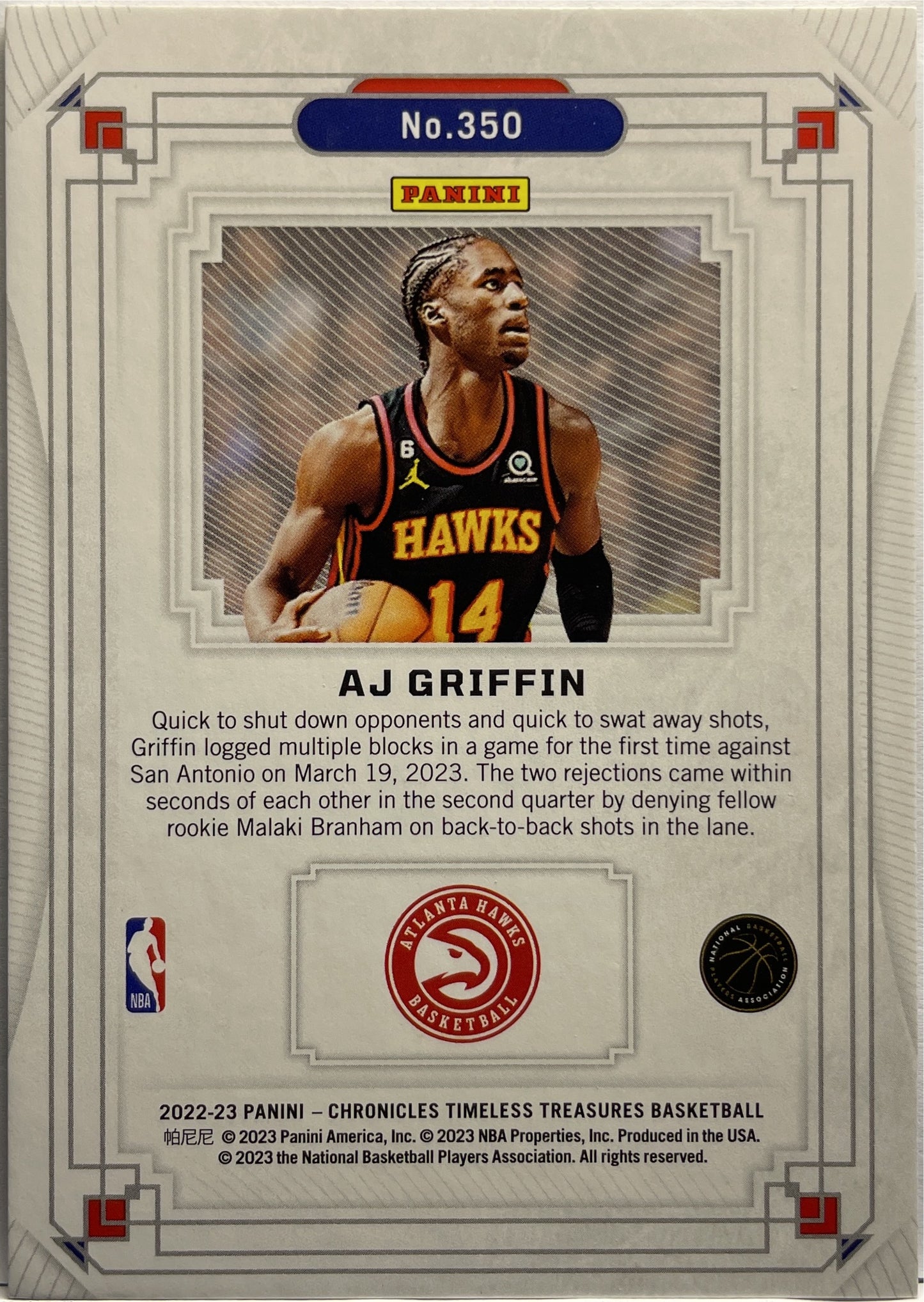 AJ Griffin 229/249 Rookie Timeless Treasure Chronicles 2022/23