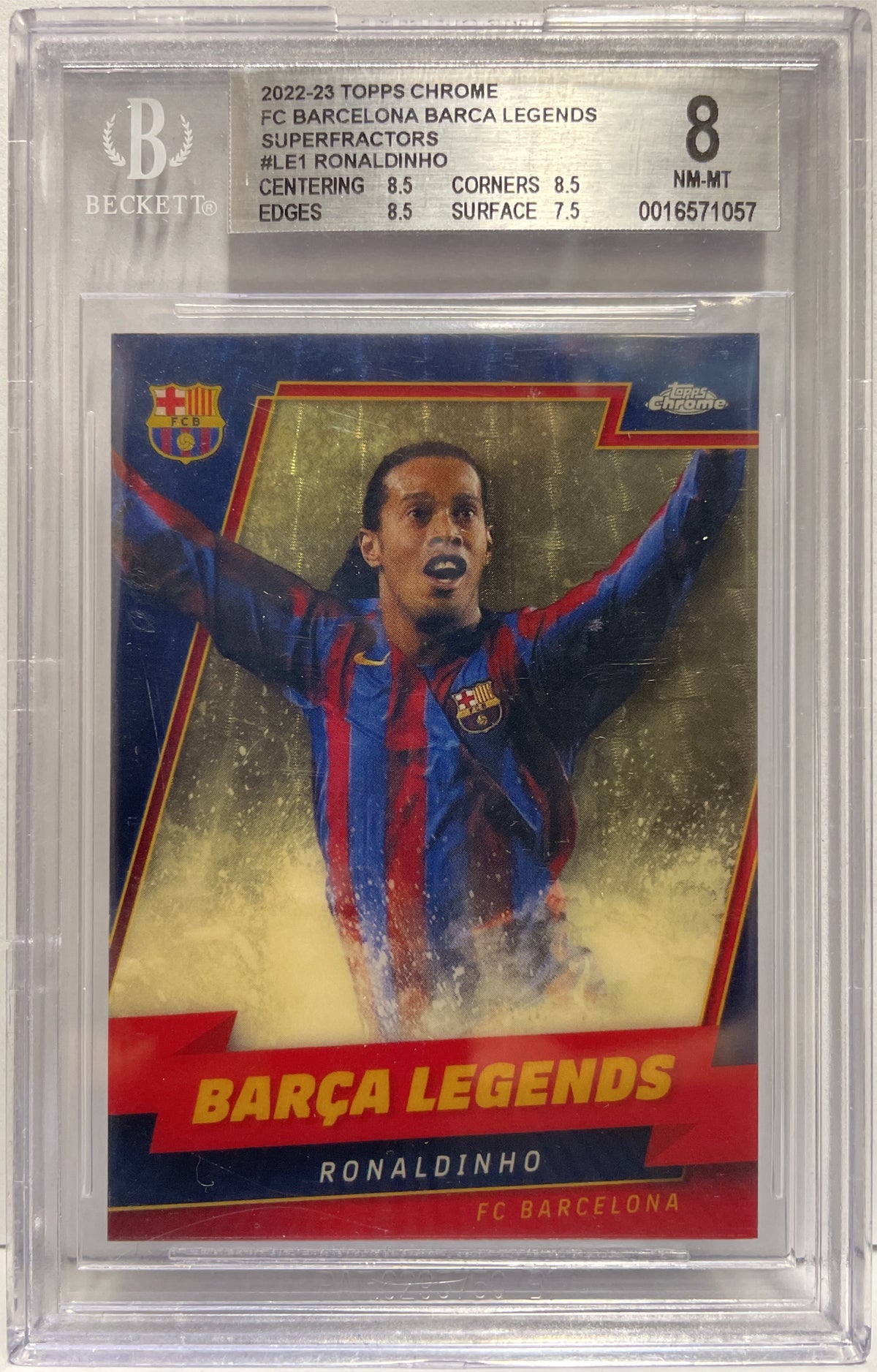 Ronaldinho 1/1 Barca Legends Superfractor Topps Chrome Barcelona 2022/23 Beckett 8