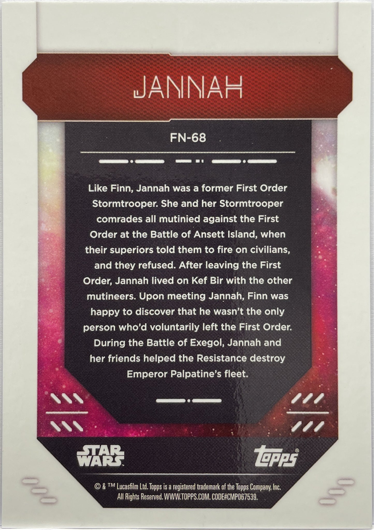 Jannah 54/75 Purple RayWave Topps Finest Star Wars 2023