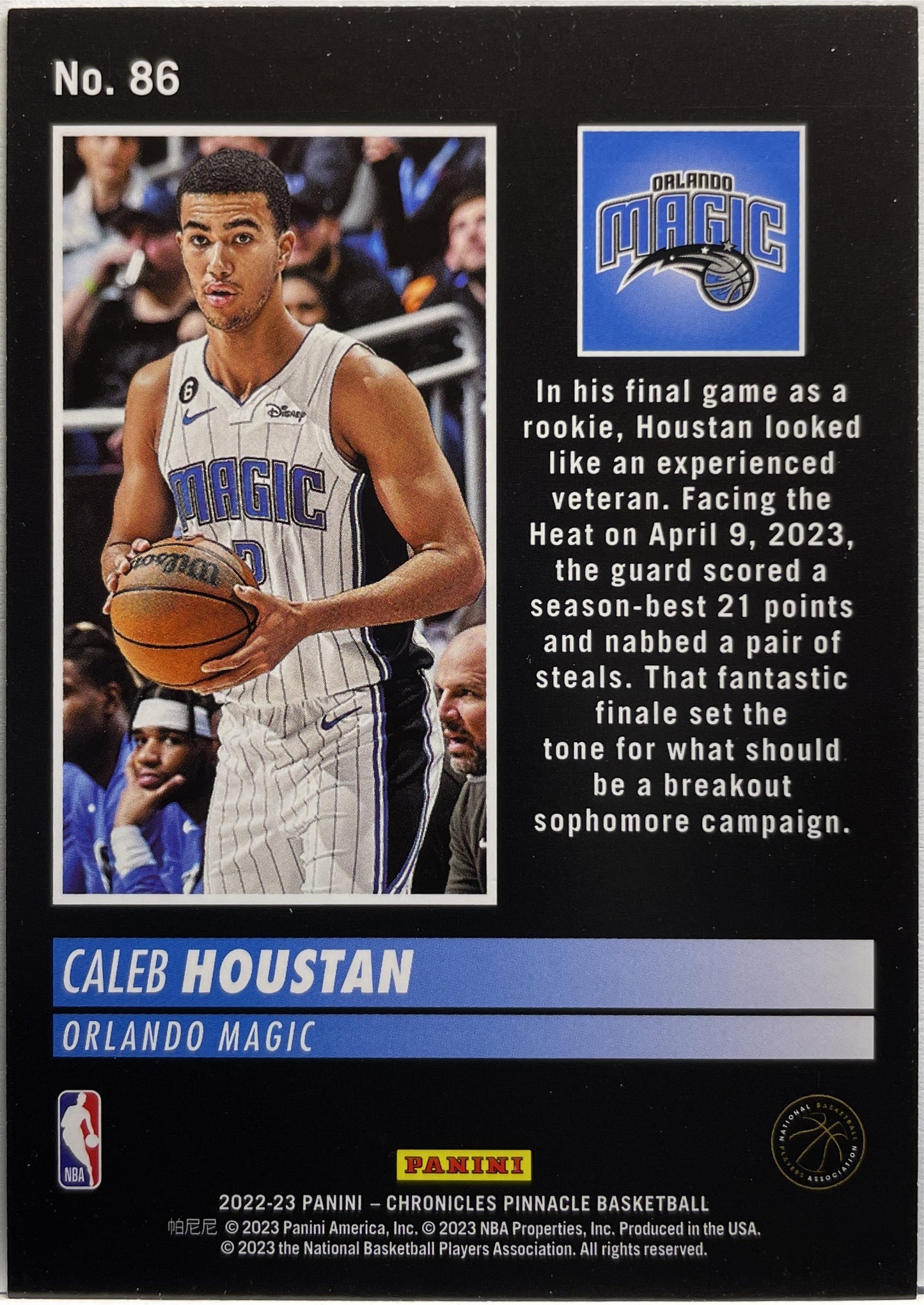 Caleb Houstan 4/49 Rookie Chronicles Basketball 2022/23