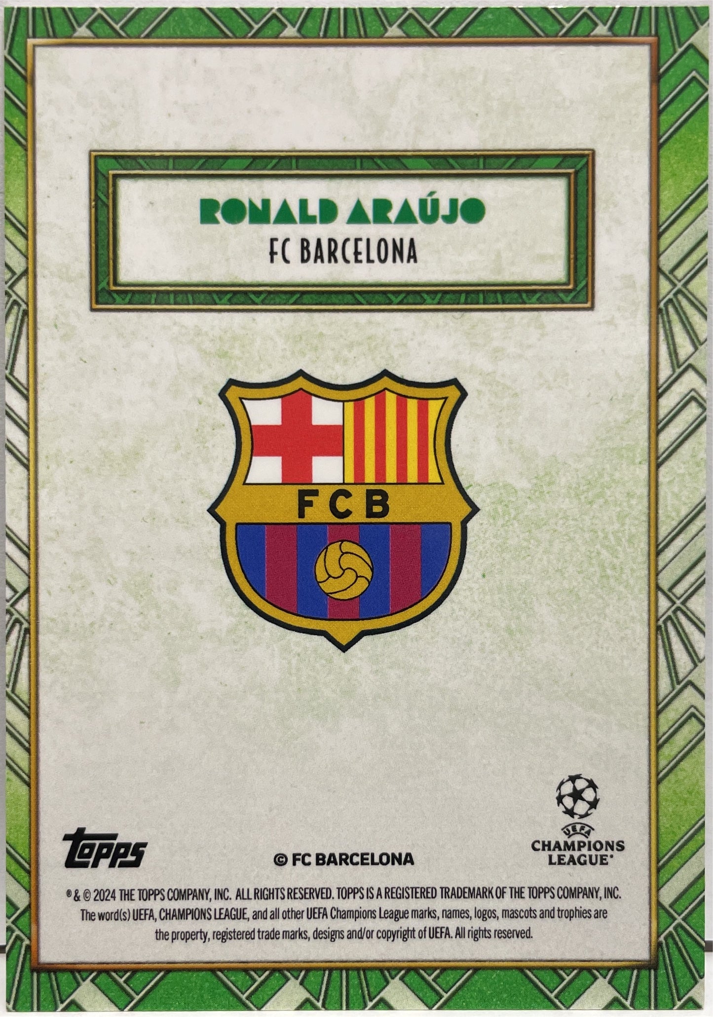 Ronald Araujo 84/99 Green Topps Deco UCC 2024/25