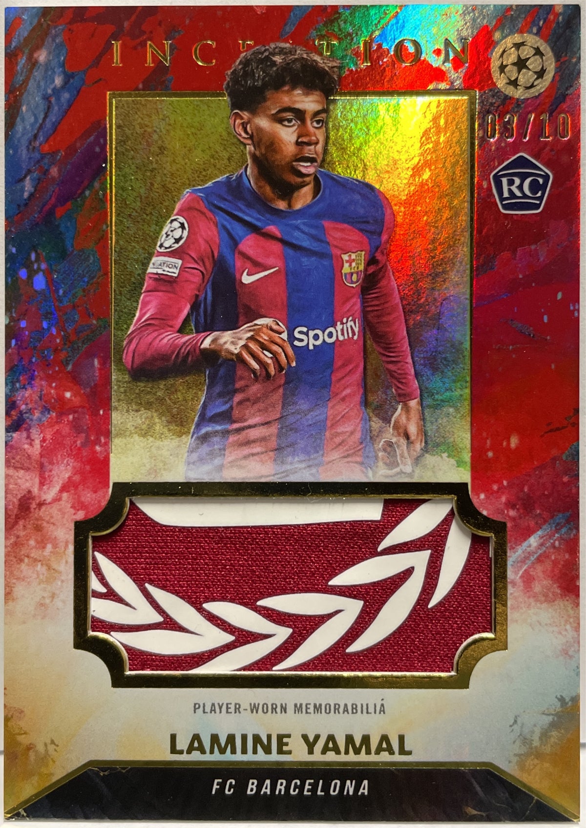 Lamine Yamal 3/10 Rookie Patch Worn Topps Inception 2023/24