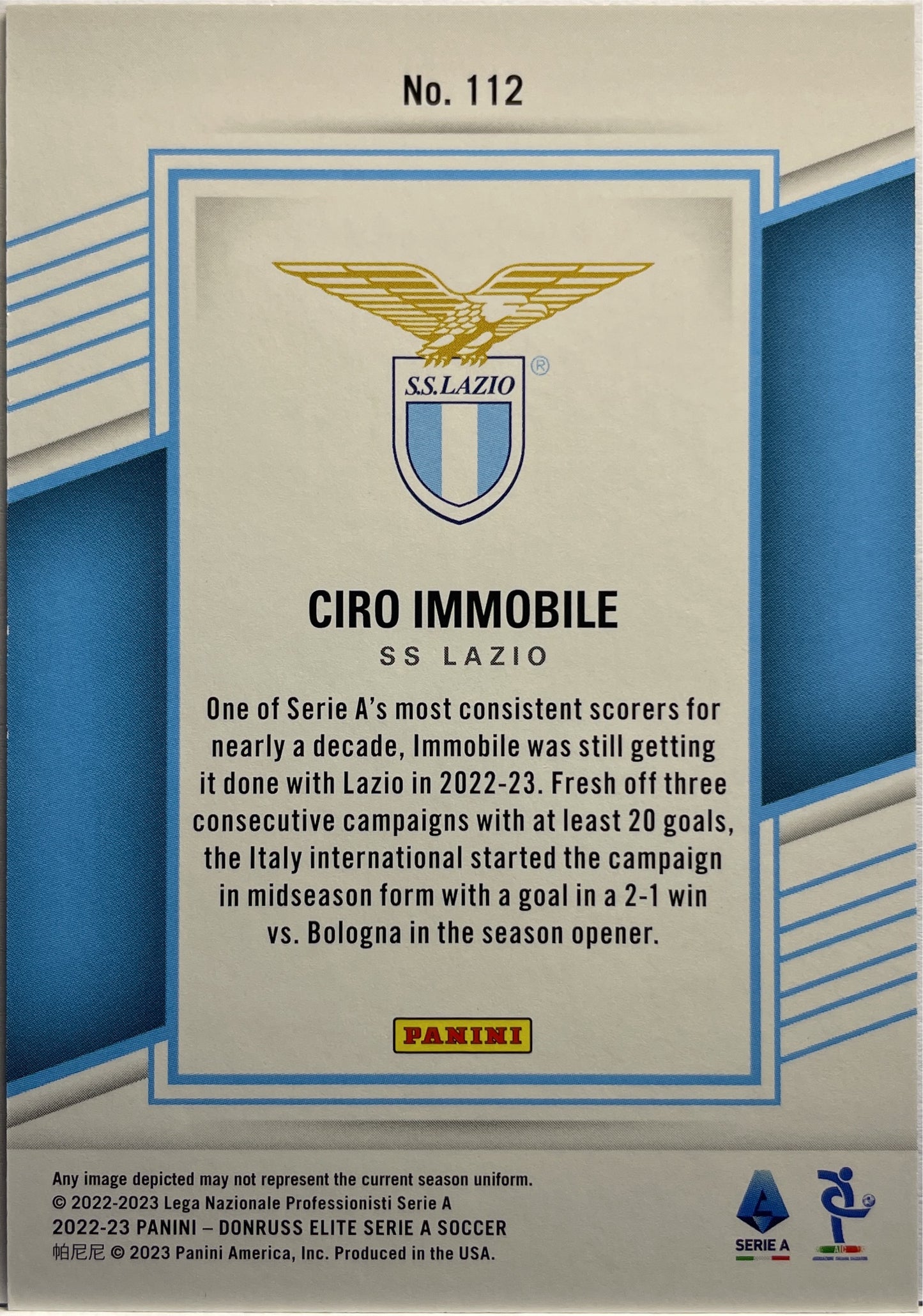 Ciro Immobile 2/15 Donruss Elite Serie A 2022/23