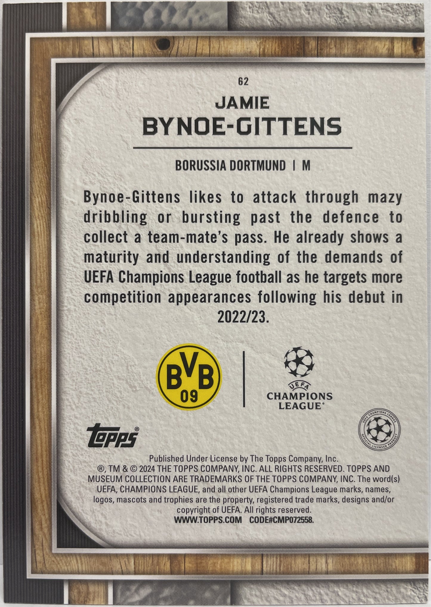 Jamie Bynoe-Gittens Topps Museum 2023/24