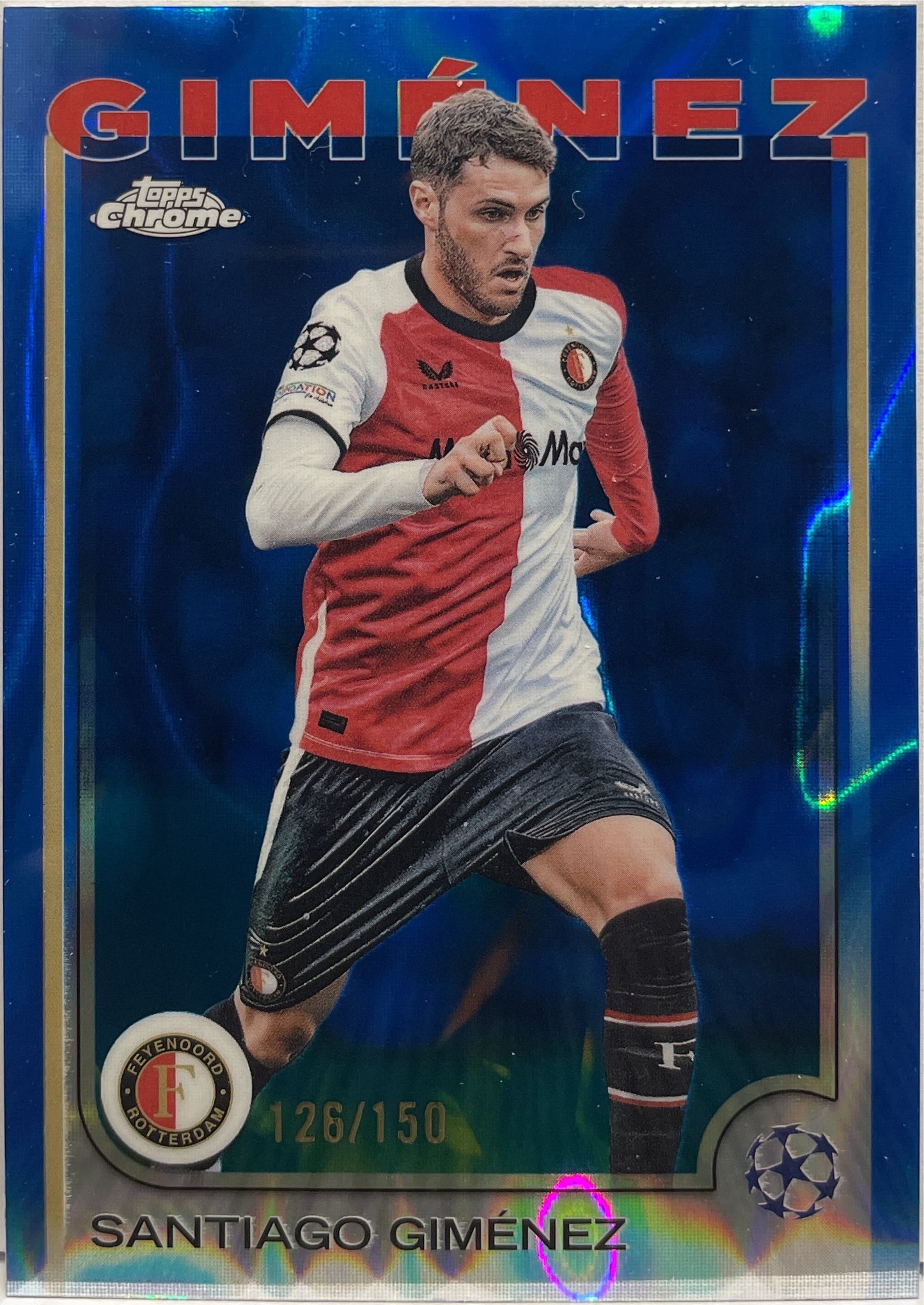 Santiago Gimenez 126/150 Blue Lava Topps Chrome UCC 2024/25