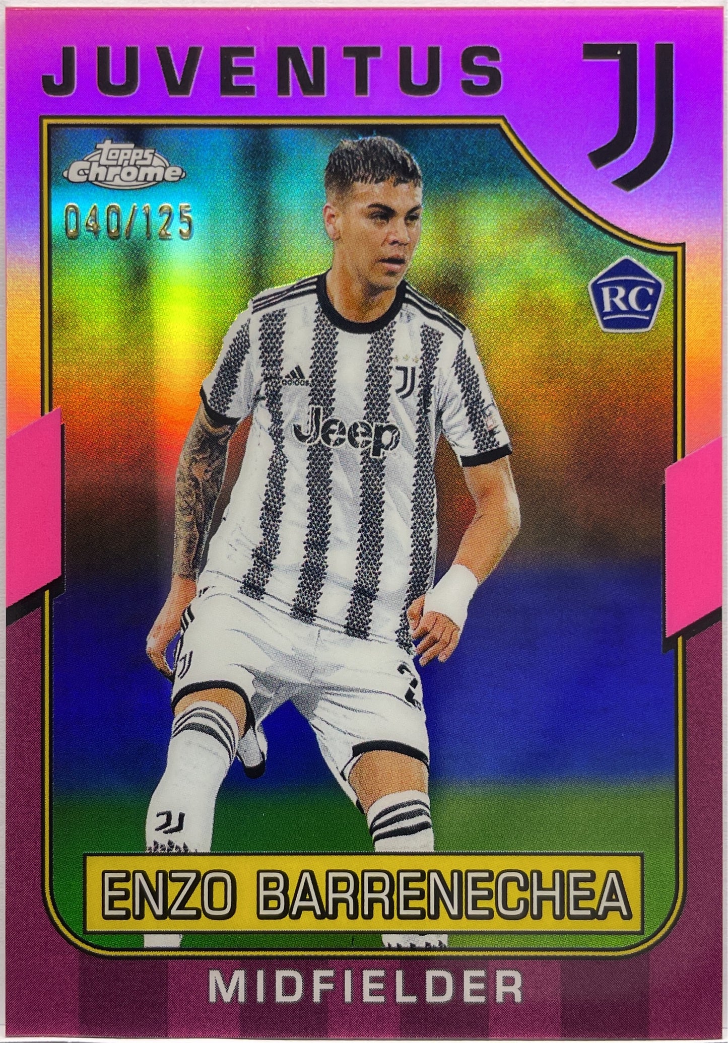 Enzo Barrenechea 40/125 Rookie Pink Topps Chrome Juventus 2022/23