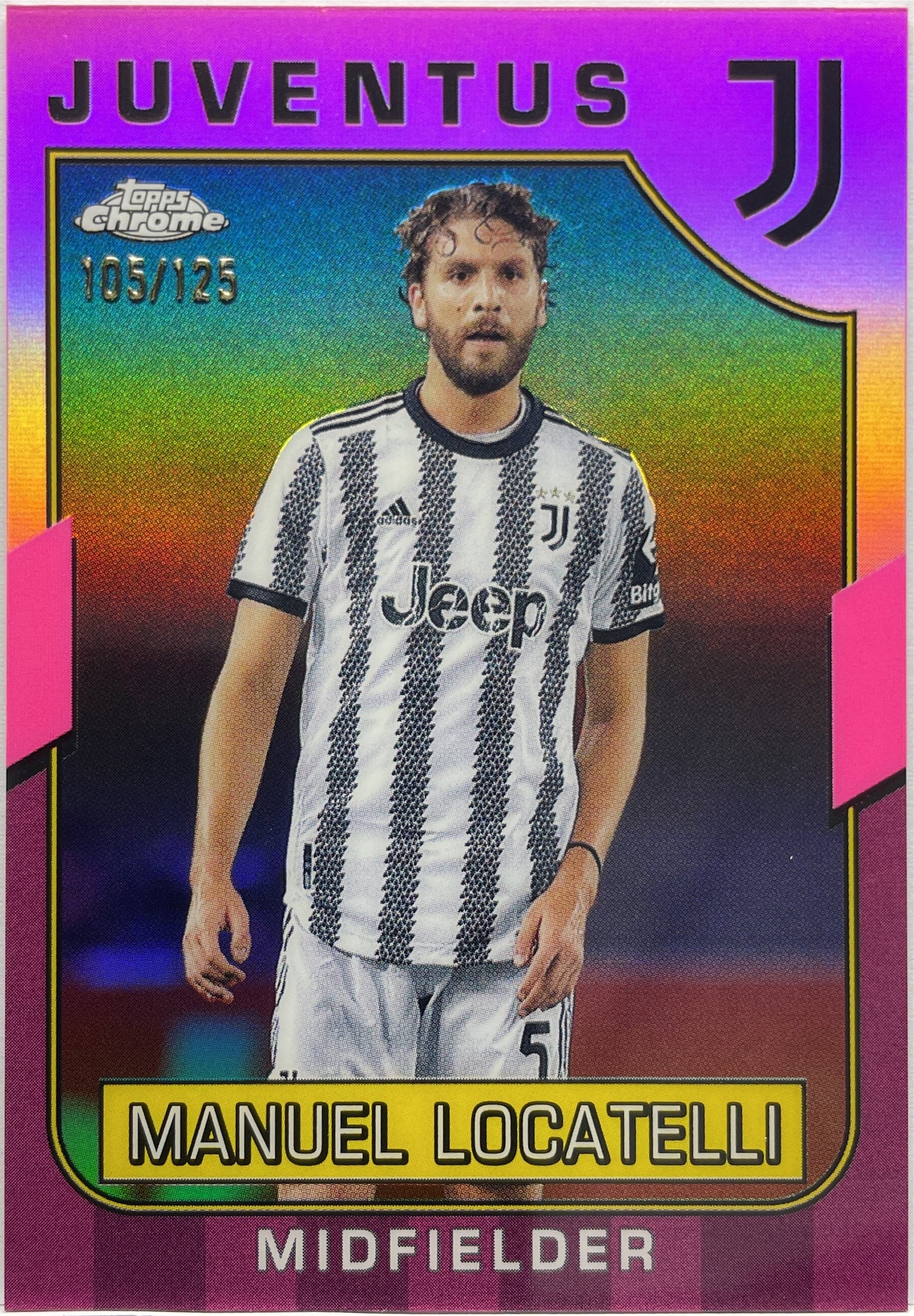 Manuel Locatelli 105/125 Pink Topps Chrome Juventus 2022/23