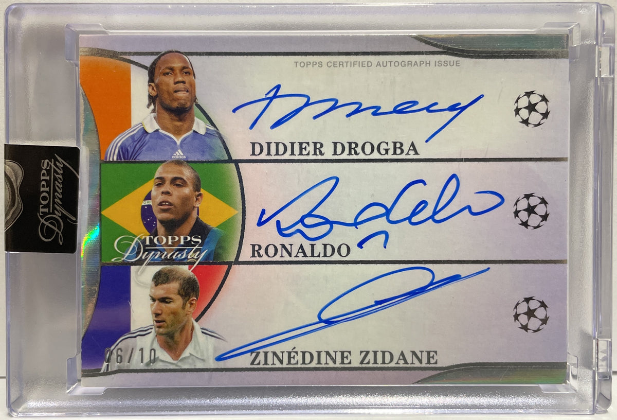 Drogba Ronaldo Zidane 6/10 Triple Autograph Topps Dynasty UCC 2024/25