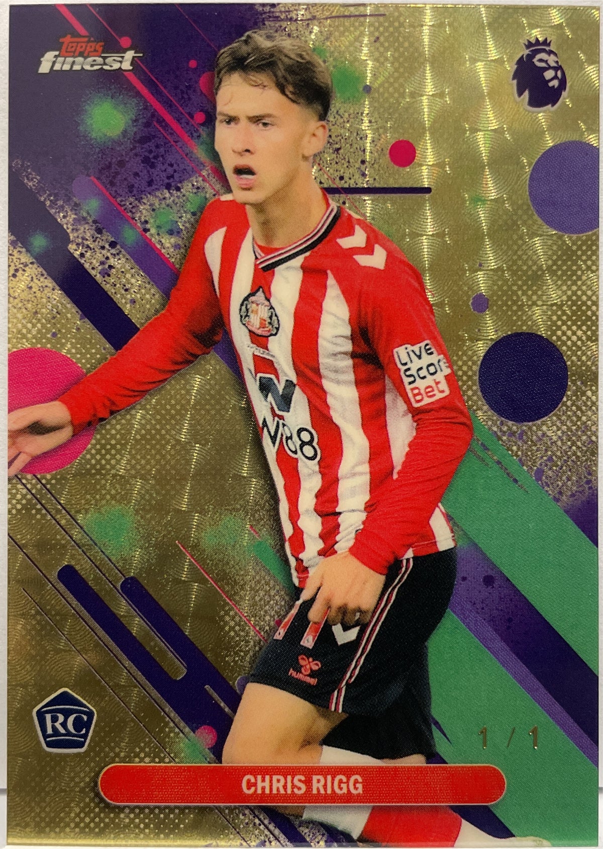 Chris Rigg 1/1 Rookie Superfractor Topps Finest EPL Premier League 2025/26