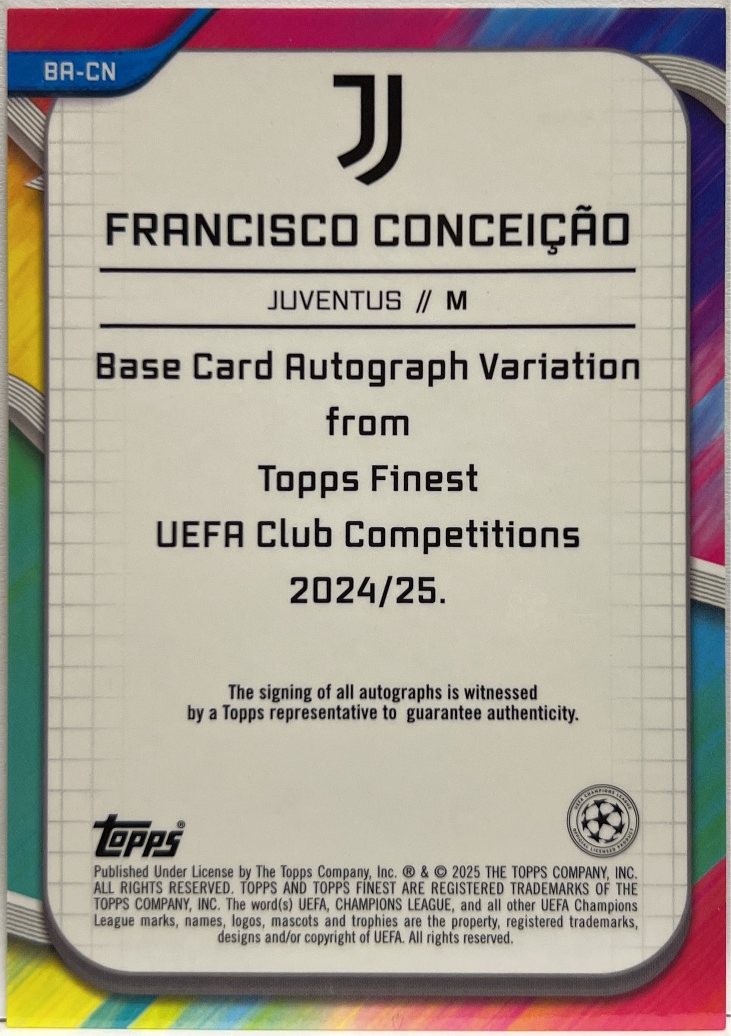 Francisco Conceicao 43/125 Pink Prism Topps Finest UCC 2024/25