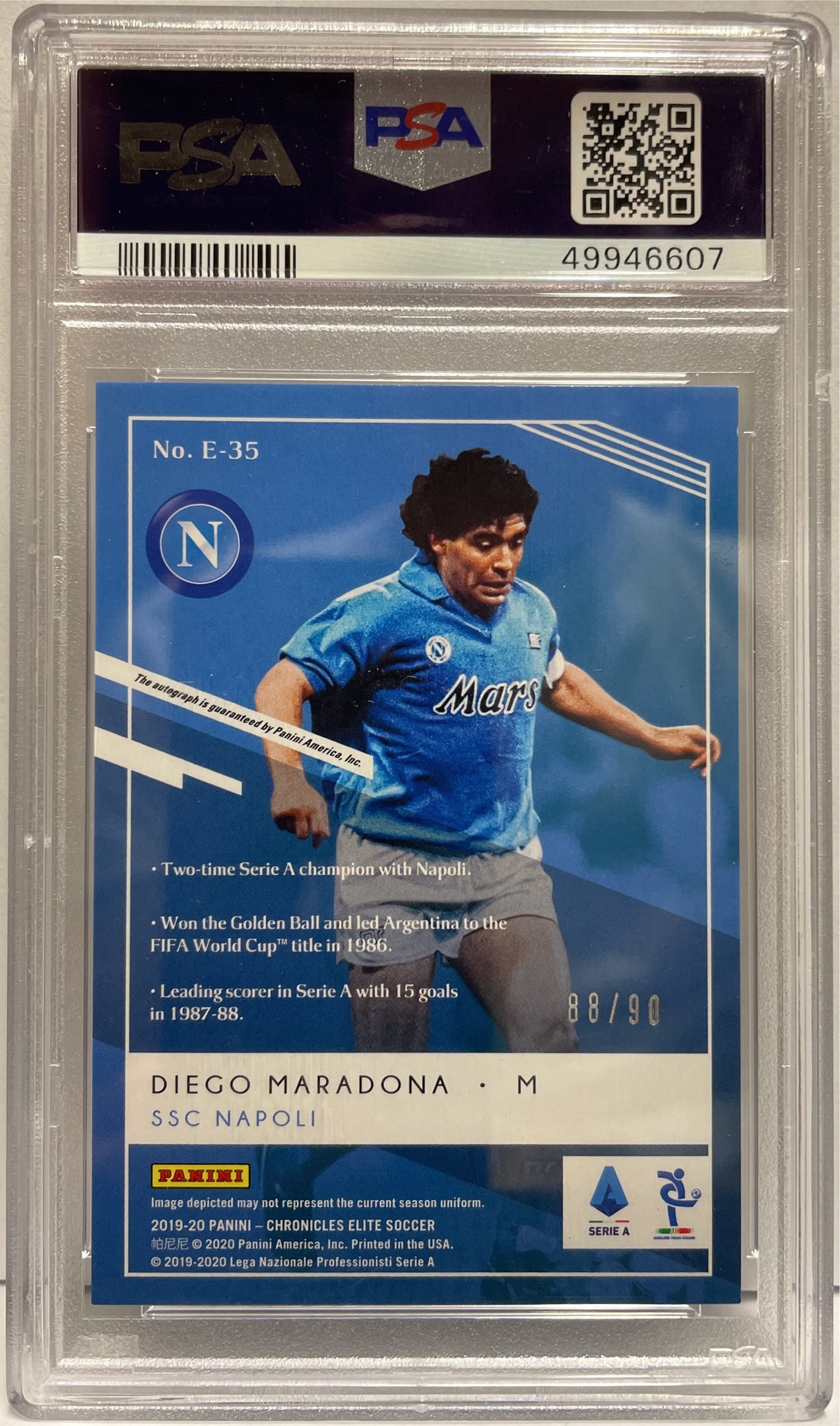 Diego Maradona 88/90 Autograph Aspirations Elite Panini Chronicles 2019/20 PSA 10