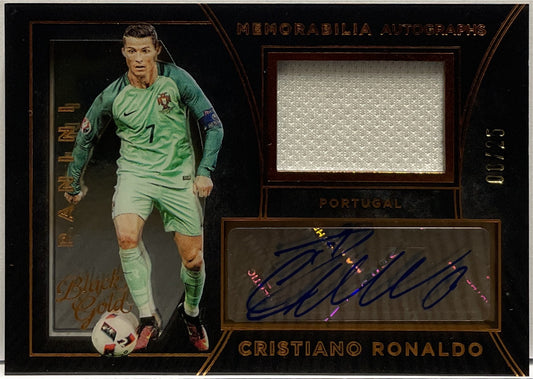 Cristiano Ronaldo 6/25 Patch Worn Autograph Memorabilia Panini Black Gold 2026/17