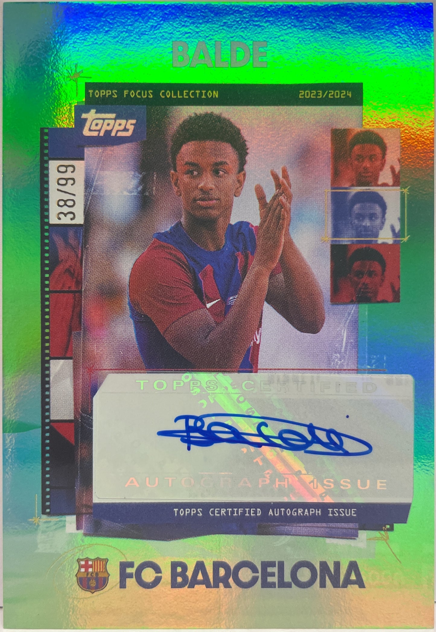 Alejandro Balde 38/99 Autograph Green Topps Focus Barcelona 2023/24