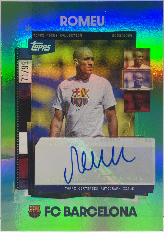 Oriol Romeu 71/99 Autograph Green Topps Focus Barcelona 2023/24