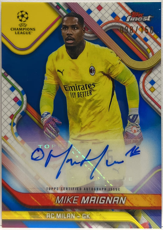 Mike Maignan 98/150 Autograph Blue Topps Finest UCC 2024/25