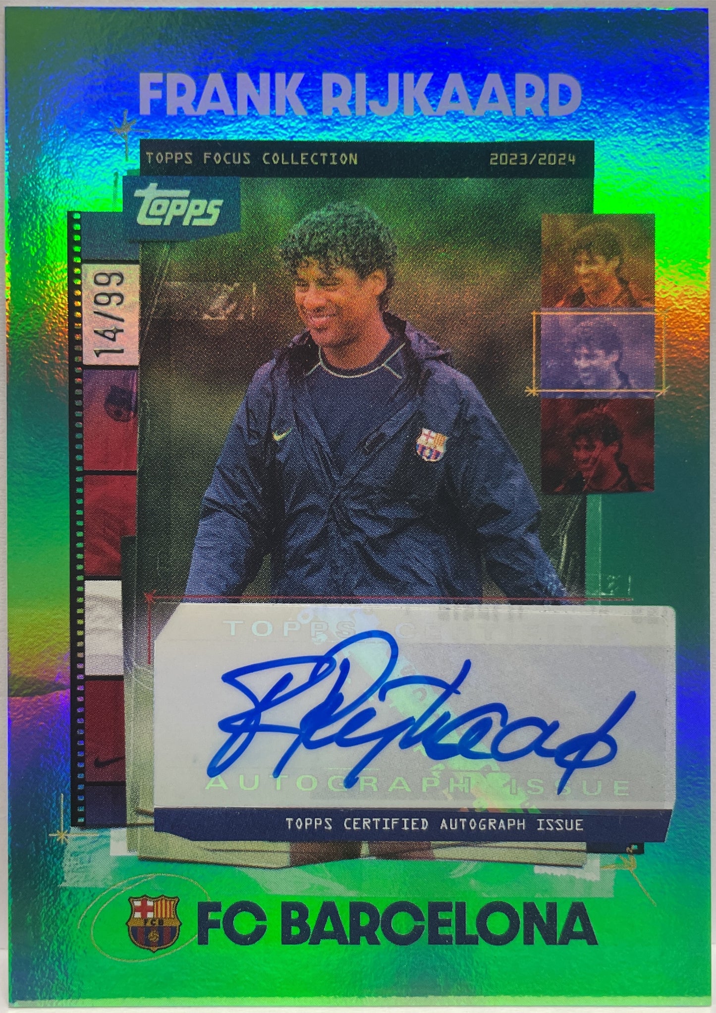 Frank Rijkaard 14/99 Autograph Green Topps Focus Barcelona 2023/24