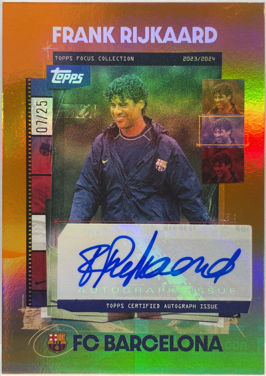 Frank Rijkaard 7/25 Autograph Orange Topps Focus Barcelona 2023/24