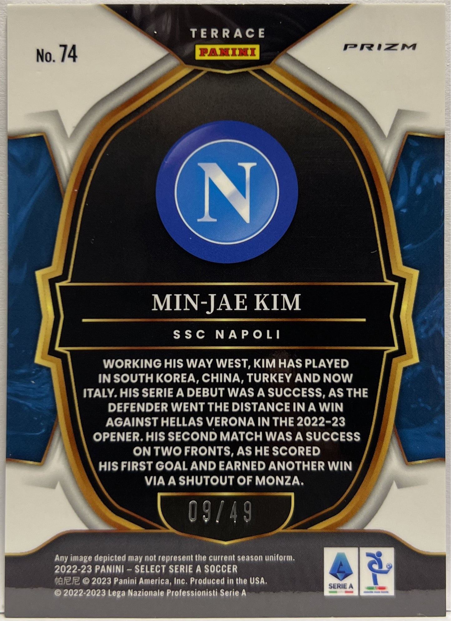 Min Jae Kim 9/49 Rookie Terrace Purple Select Serie A 2022/23