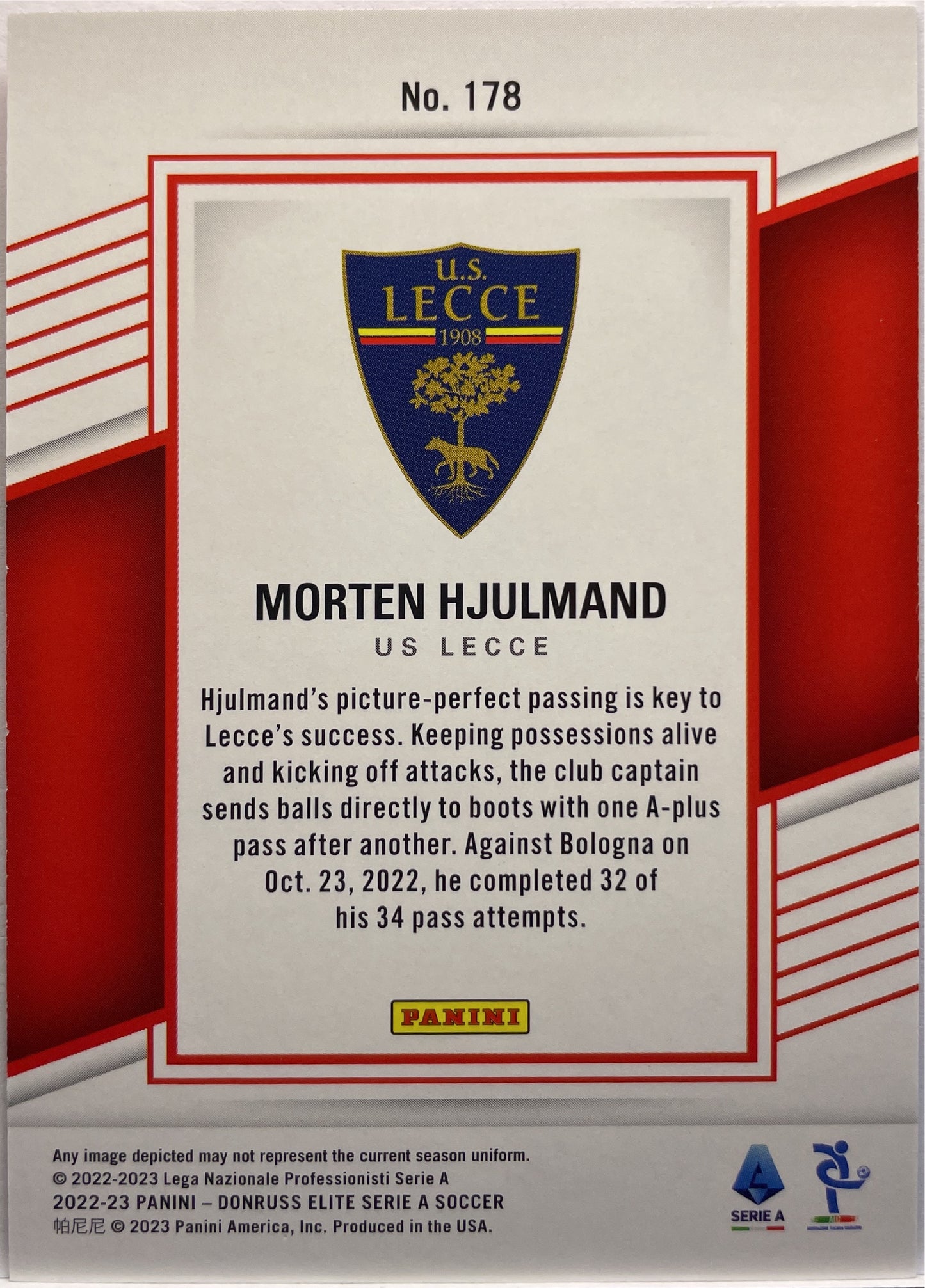 Morten Hjulmand 14/25 Rookie Donruss Elite Serie A 2022/23