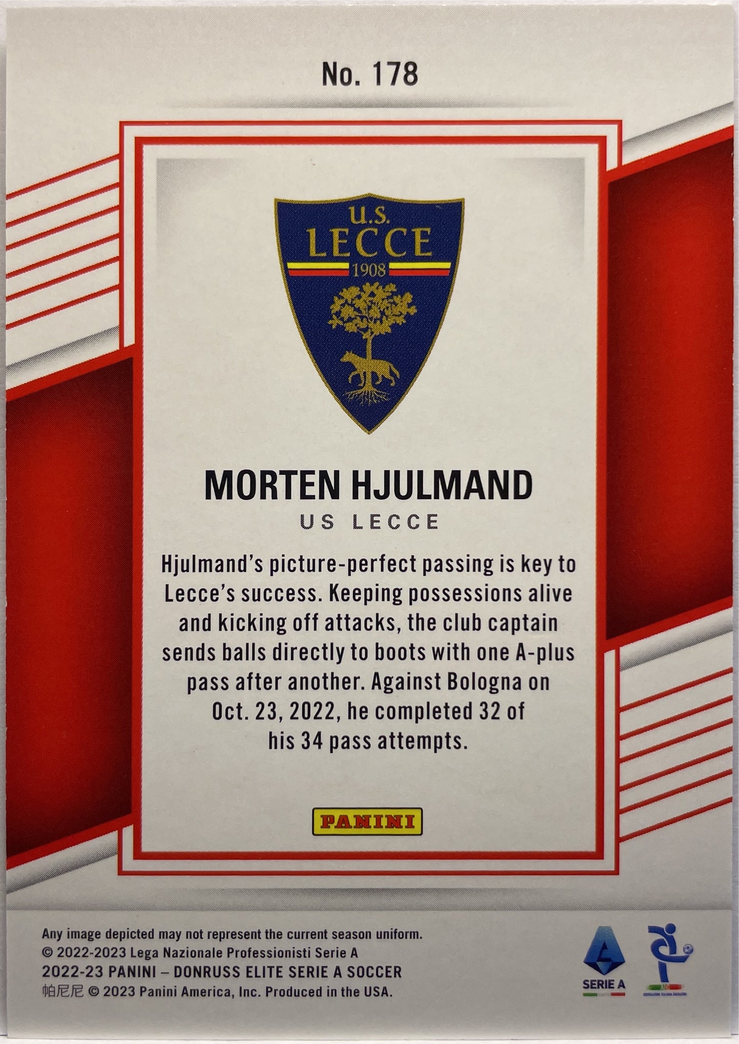 Morten Hjulmand 3/5 Rookie Donruss Elite Serie A 2022/23