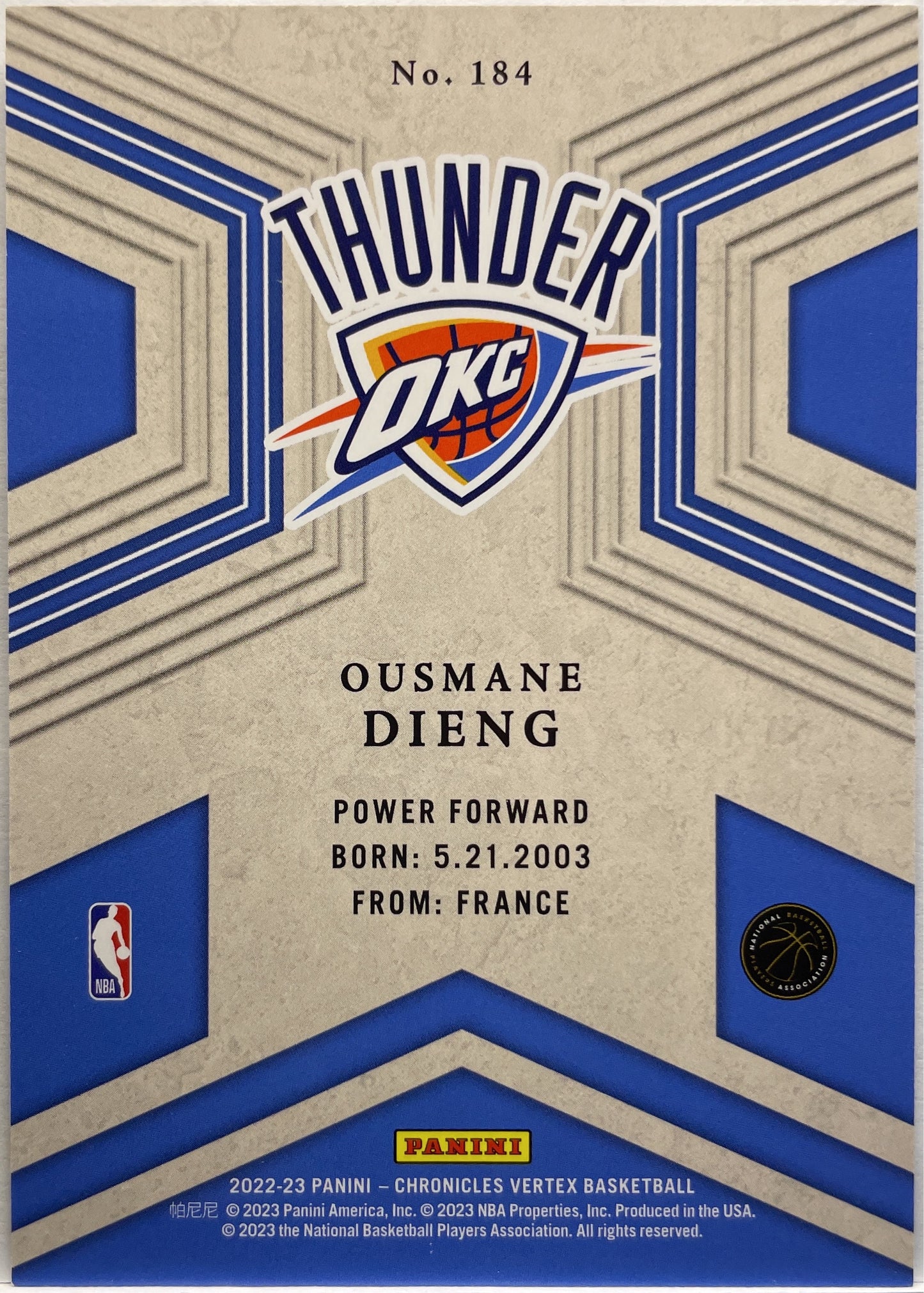 Ousmane Dieng 16/49 Rookie Chronicles NBA 2022/23