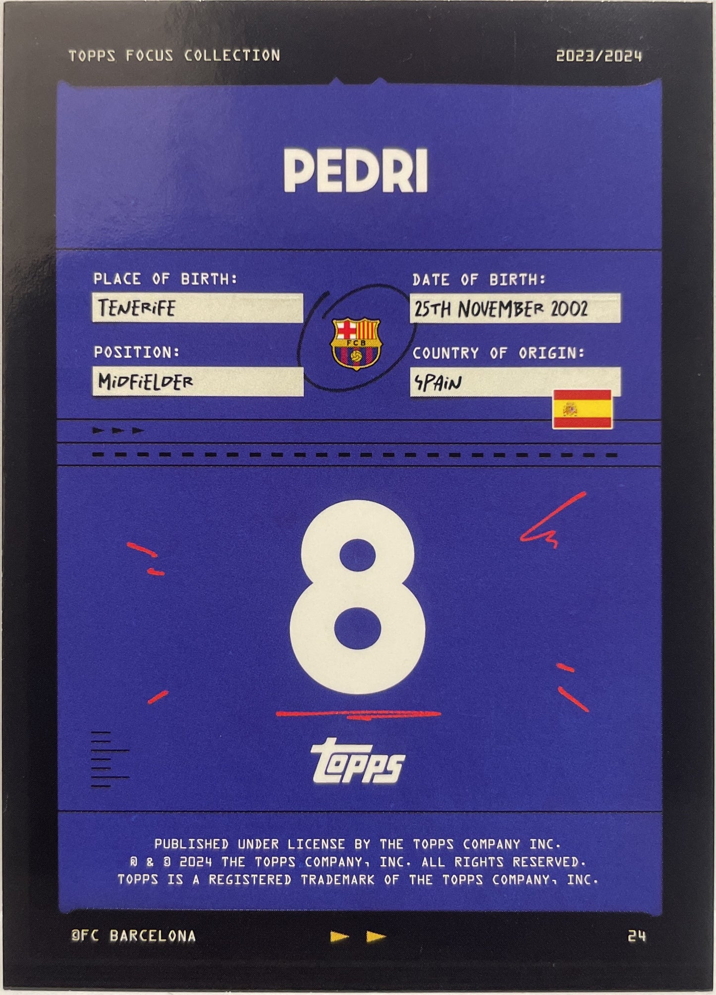 Pedri 94/99 Green Topps Focus Barcelona 2023/24