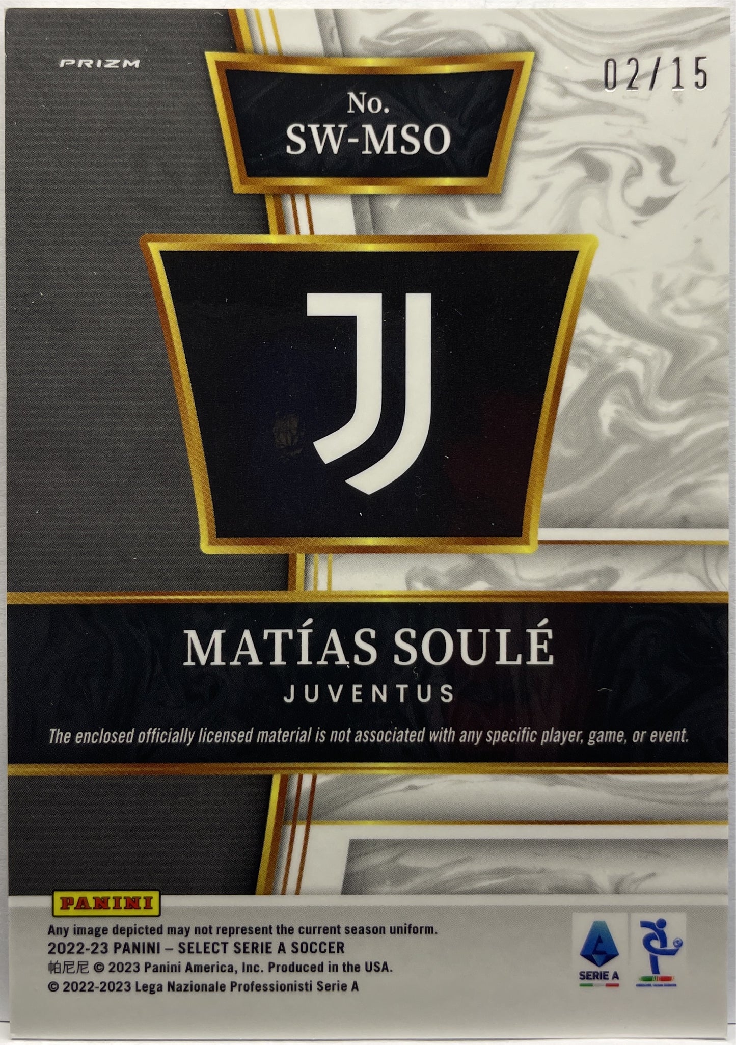 Matias Soule 2/15 Rookie Patch Select Serie A 2022/23