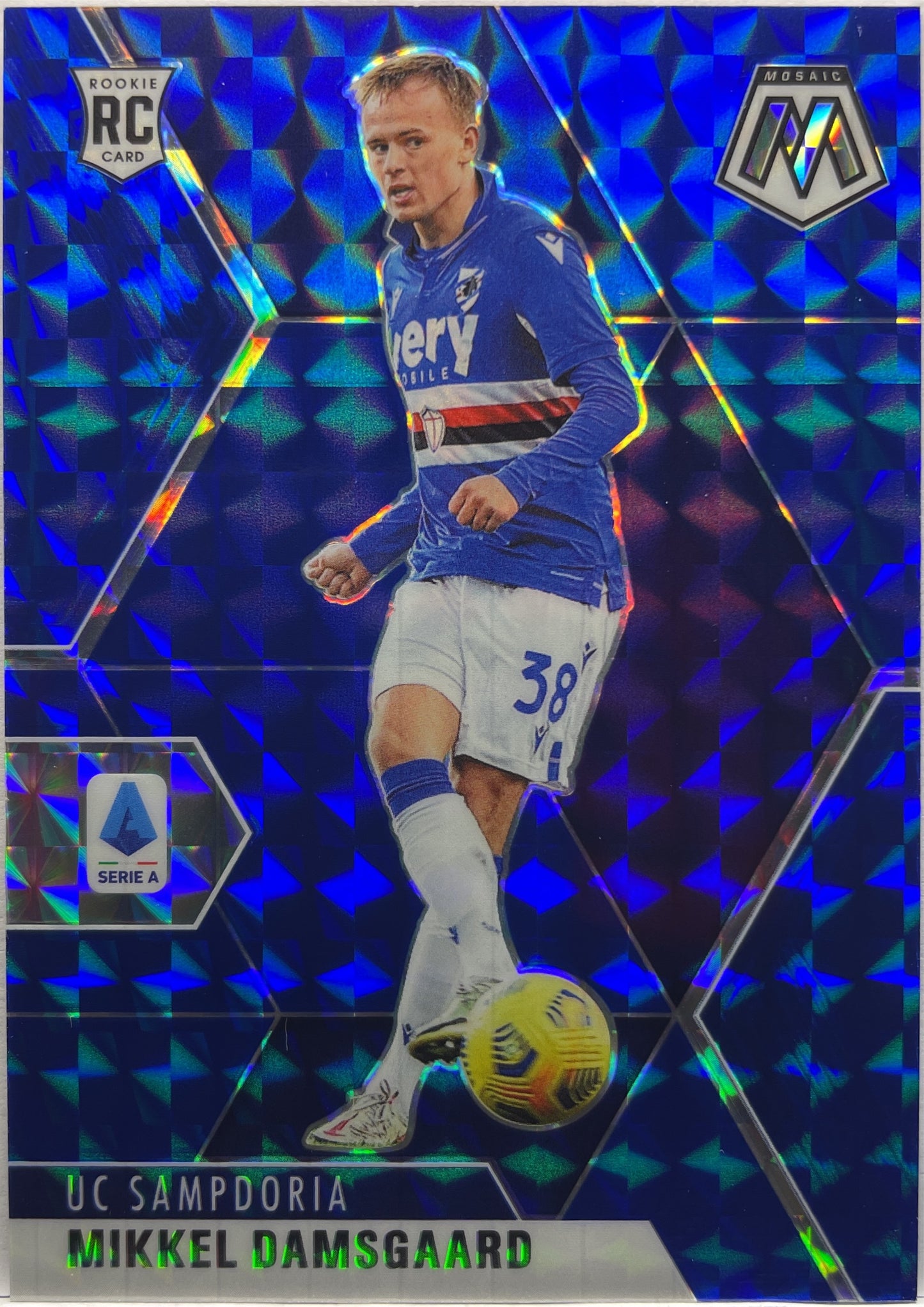 Mikkel Damsgaard 44/99 Rookie Blue Mosaic Serie A 2020/21