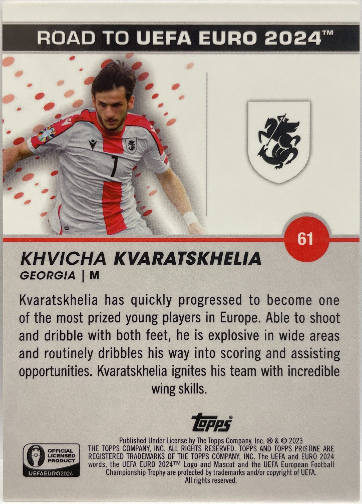 Khvicha Kvaratskhelia 102/125 Green Topps Pristine Uefa Euro 2024