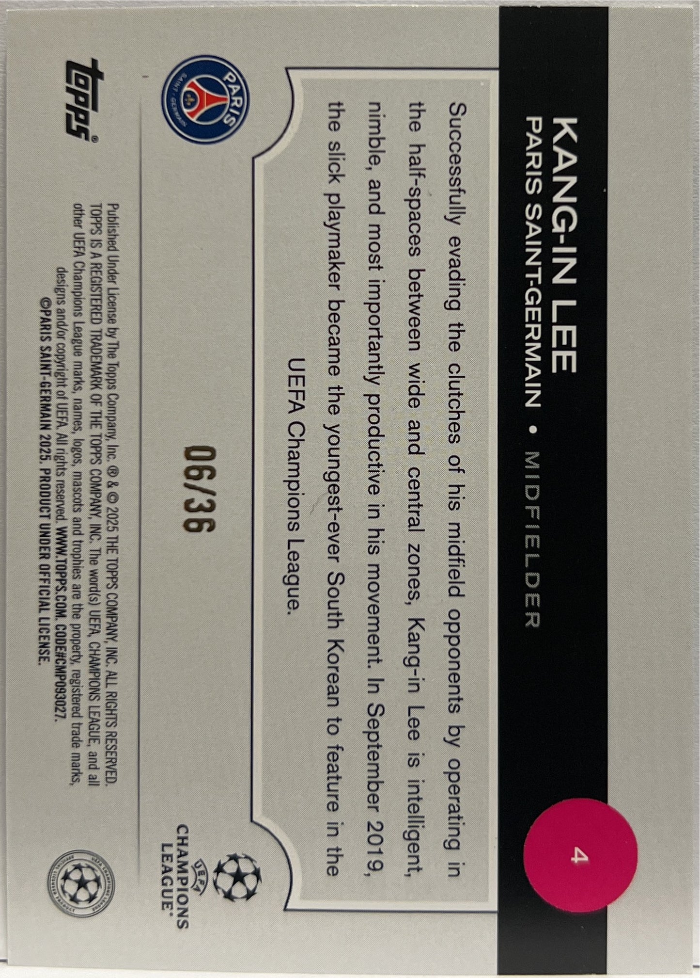 Kang In Lee 6/36 New Chapter Topps UCC 2024/25