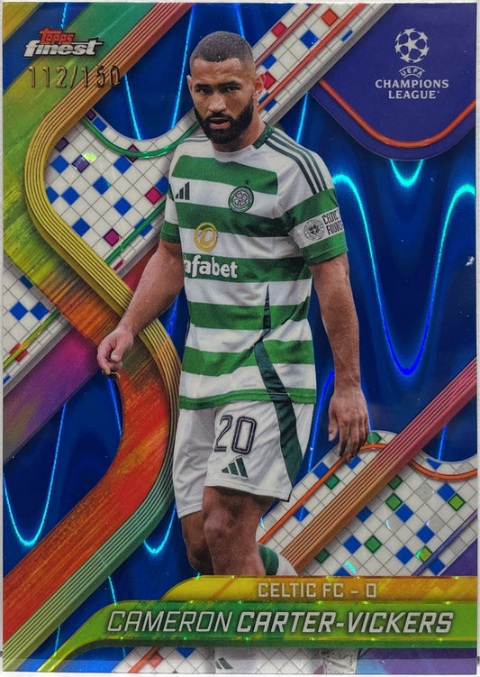 Cameron Carter Vickers 112/150 Blue RayWave Topps Finest UCC 2024/25