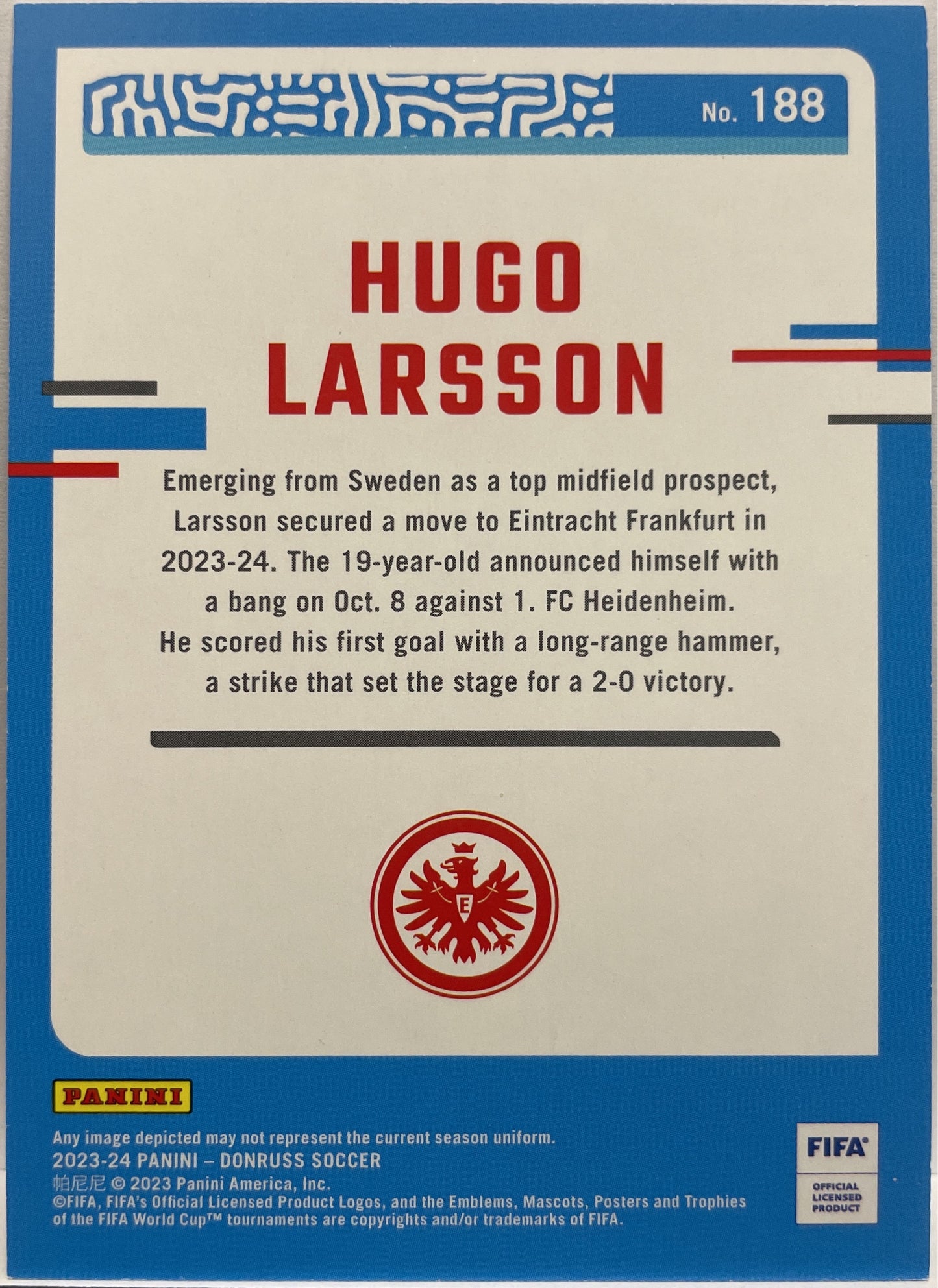 Hugo Larsson 171/199 Rated Rookie Teal Donruss Fifa 2023/24