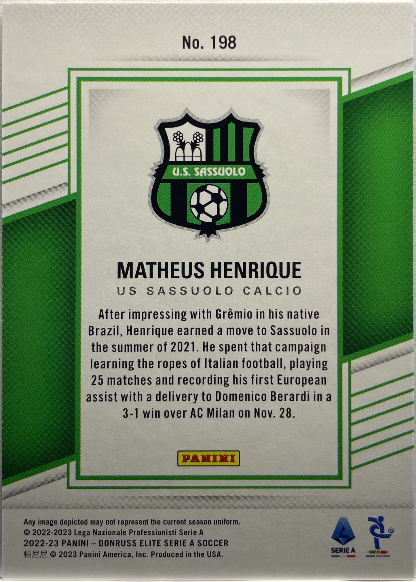 Matheus Henrique 14/35 Donruss Elite Serie A 2022/23