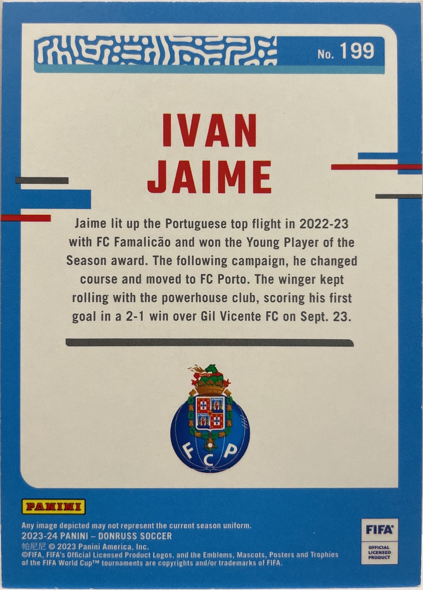 Ivan Jaime 100/349 Rated Rookie Silver Donruss Fifa 2023/24