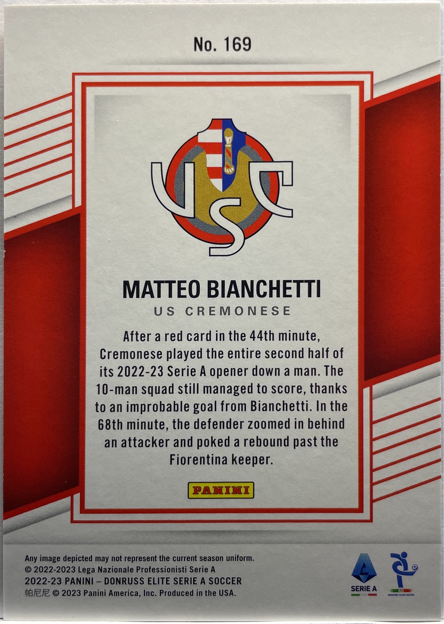 Matteo Bianchetti 1/35 Rookie Donruss Elite Serie A 2022/23