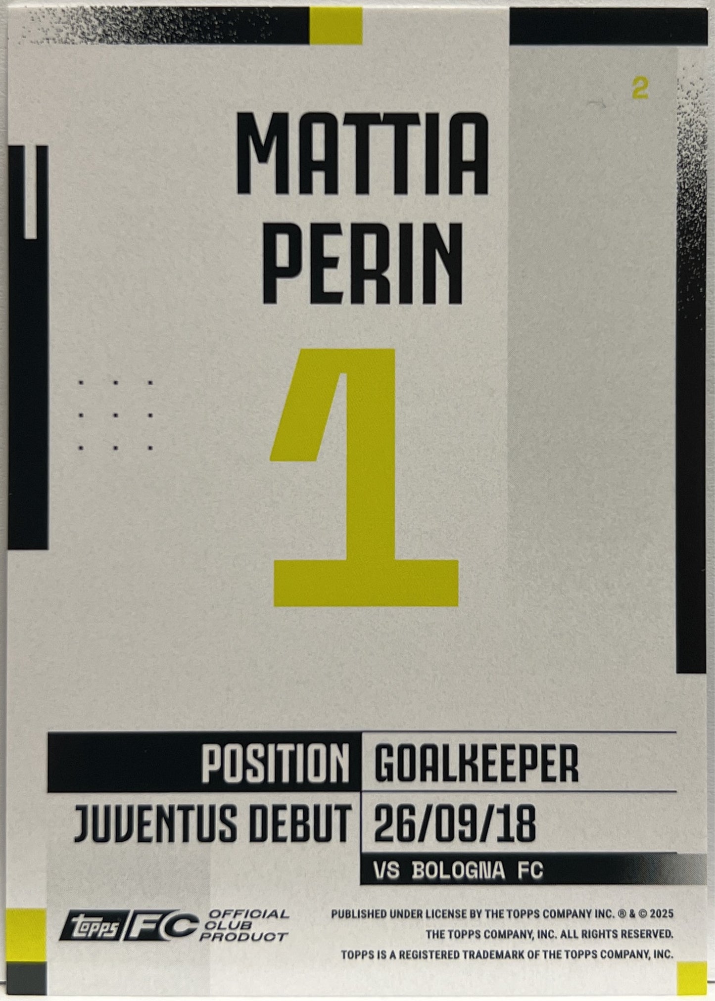 Mattia Perin 41/50 Gold Topps Juventus Premium Team Set 2024/25