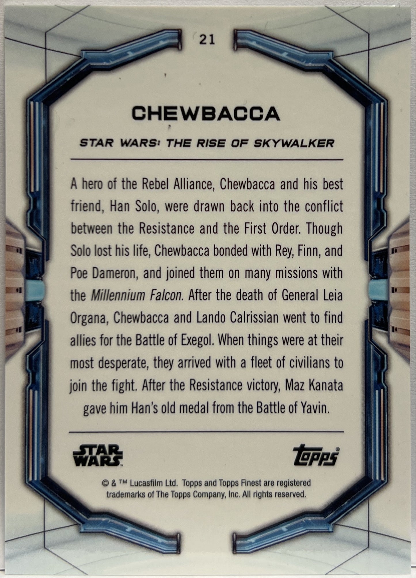 Chewbacca 23/150 Blue Topps Finest Star Wars 2022