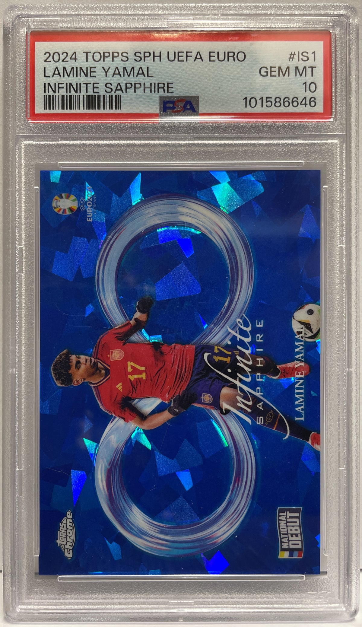 Lamine Yamal National Debut Infinite Sapphire Topps Chrome Uefa Euro 2024 PSA 10