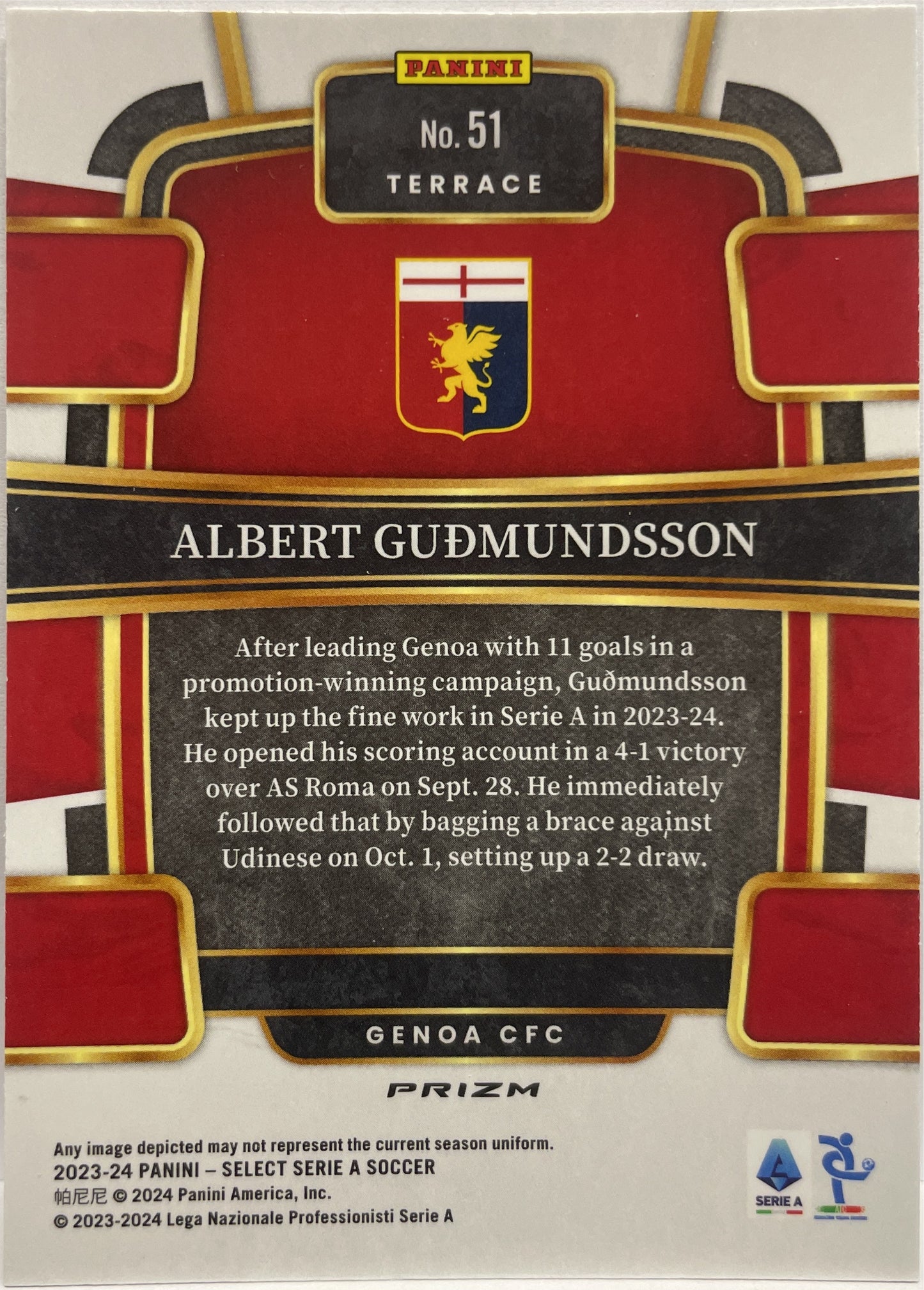 Albert Gudmundsson Rookie Silver Select Serie A 2023/24