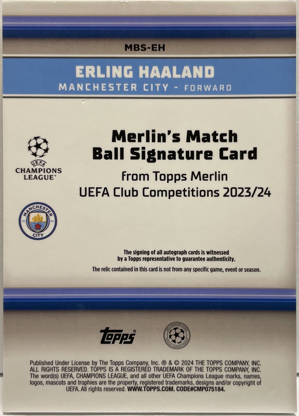 Erling Haaland 1/1 Match Ball Autograph Superfractor Topps Chrome Merlin 2023/24