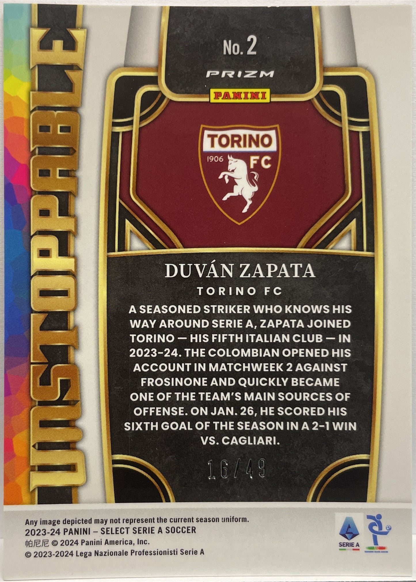 Duvan Zapata 16/49 Unstoppable Tie-Dye Select Serie A 2023/24