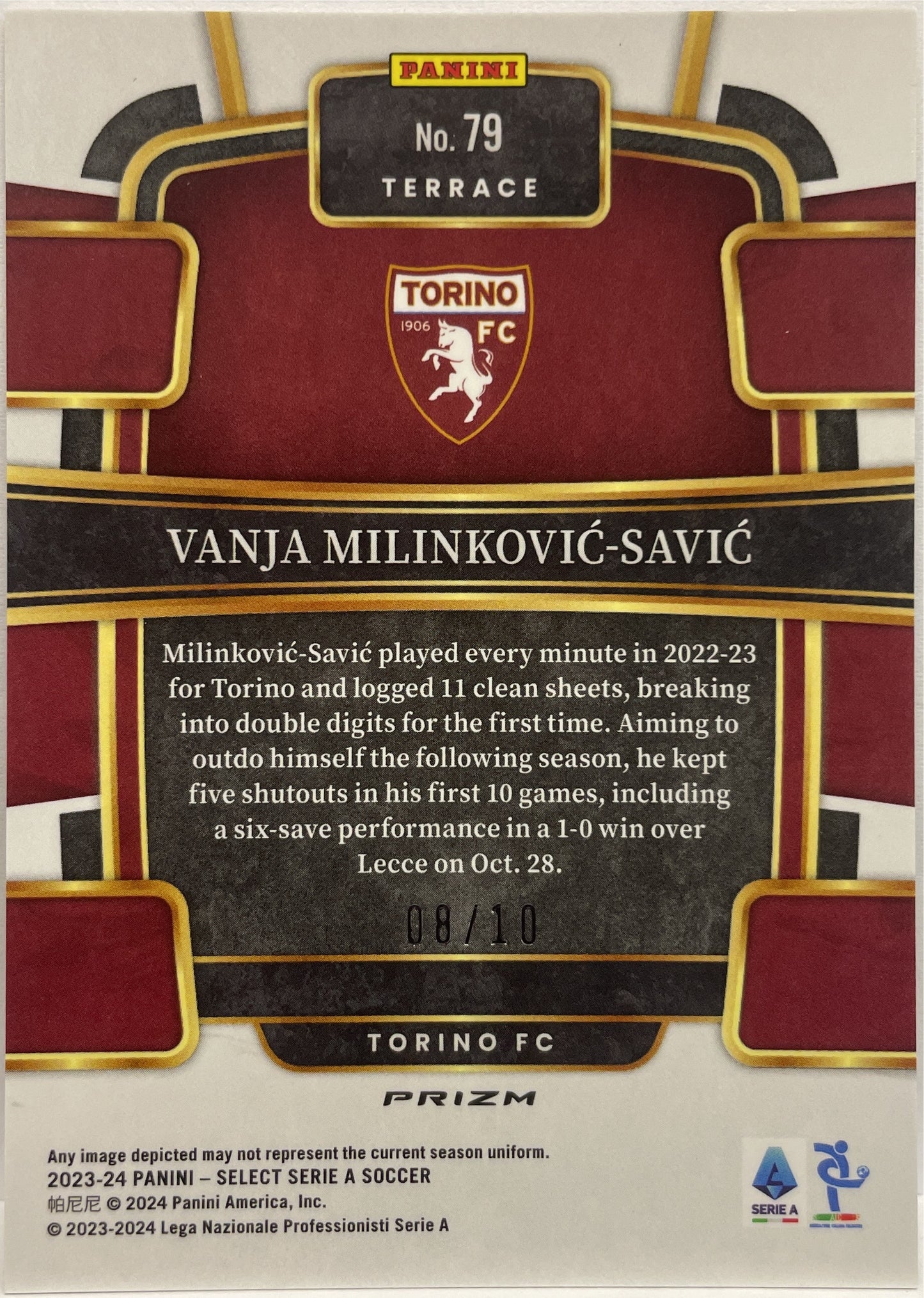 Vanja Milinkovic-Savic 8/10 Terrace Gold Wave Select Serie A 2023/24