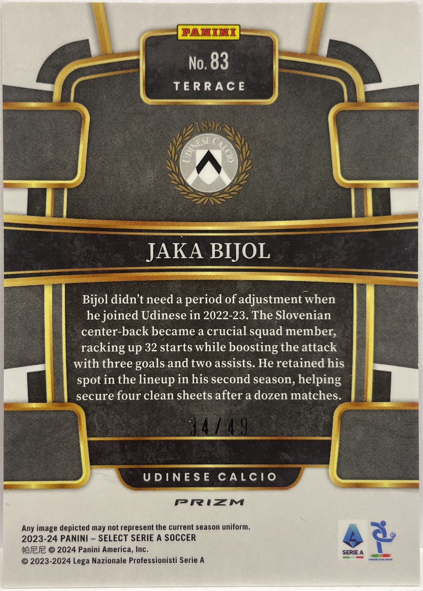 Jaka Bijol 34/49 Terrace Red Wave Select Serie A 2023/24