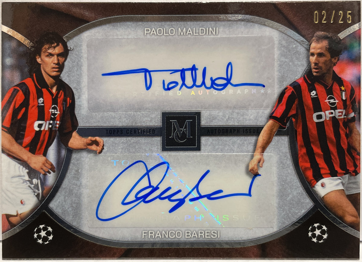 Paolo Maldini Franco Baresi 2/25 Dual Autograph Archival Topps Museum 2025/26