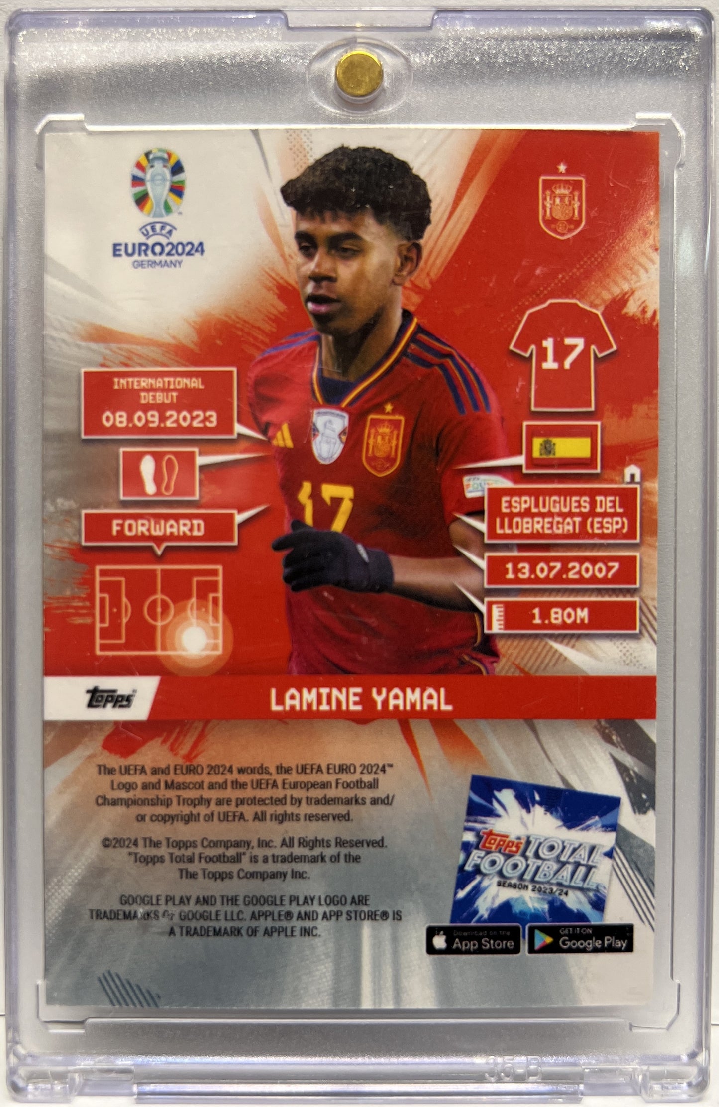 Lamine Yamal 20/25 National Debut Blue Topps Total Football Euro 2024