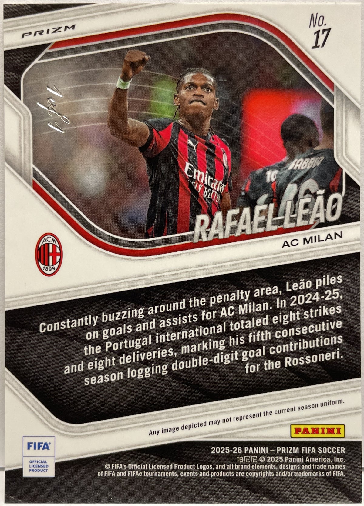 Rafael Leao 1/1 Choice Nebula Panini Prizm Fifa 2025/26