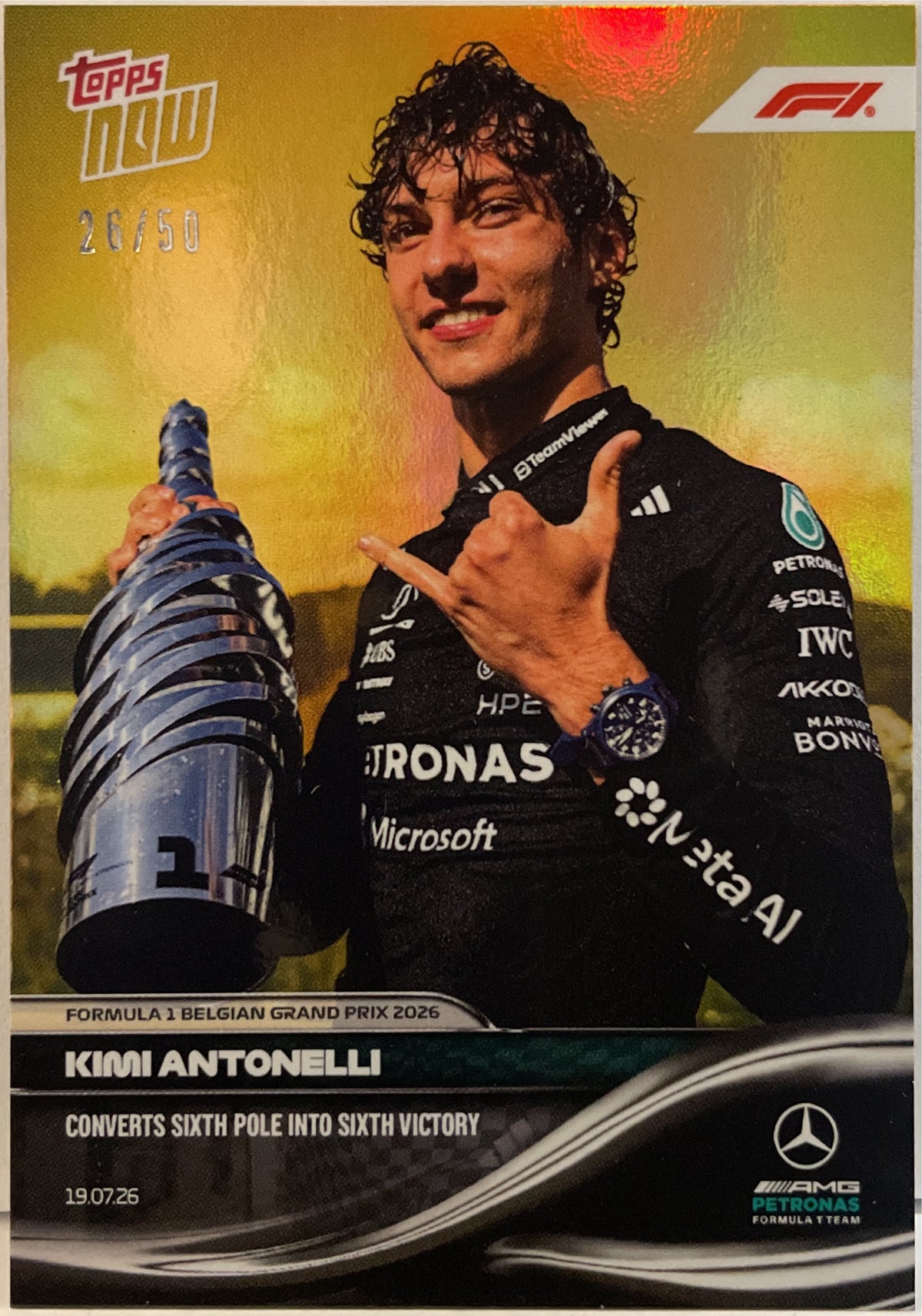 Kimi Antonelli 26/50 Gold Foil Topps Now F1 2026