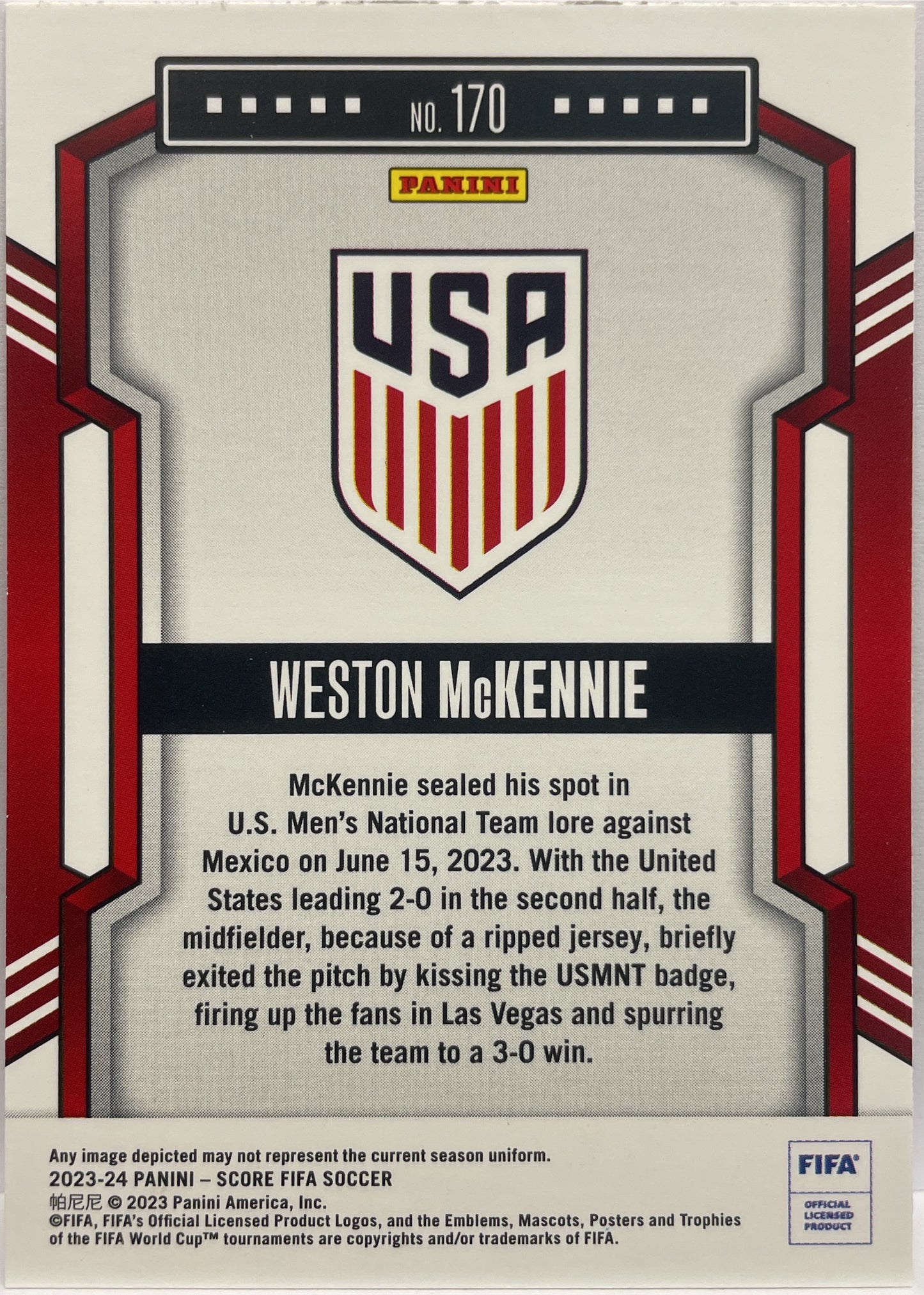 Weston McKennie 34/35 Orange Laser Score Fifa 2023/24