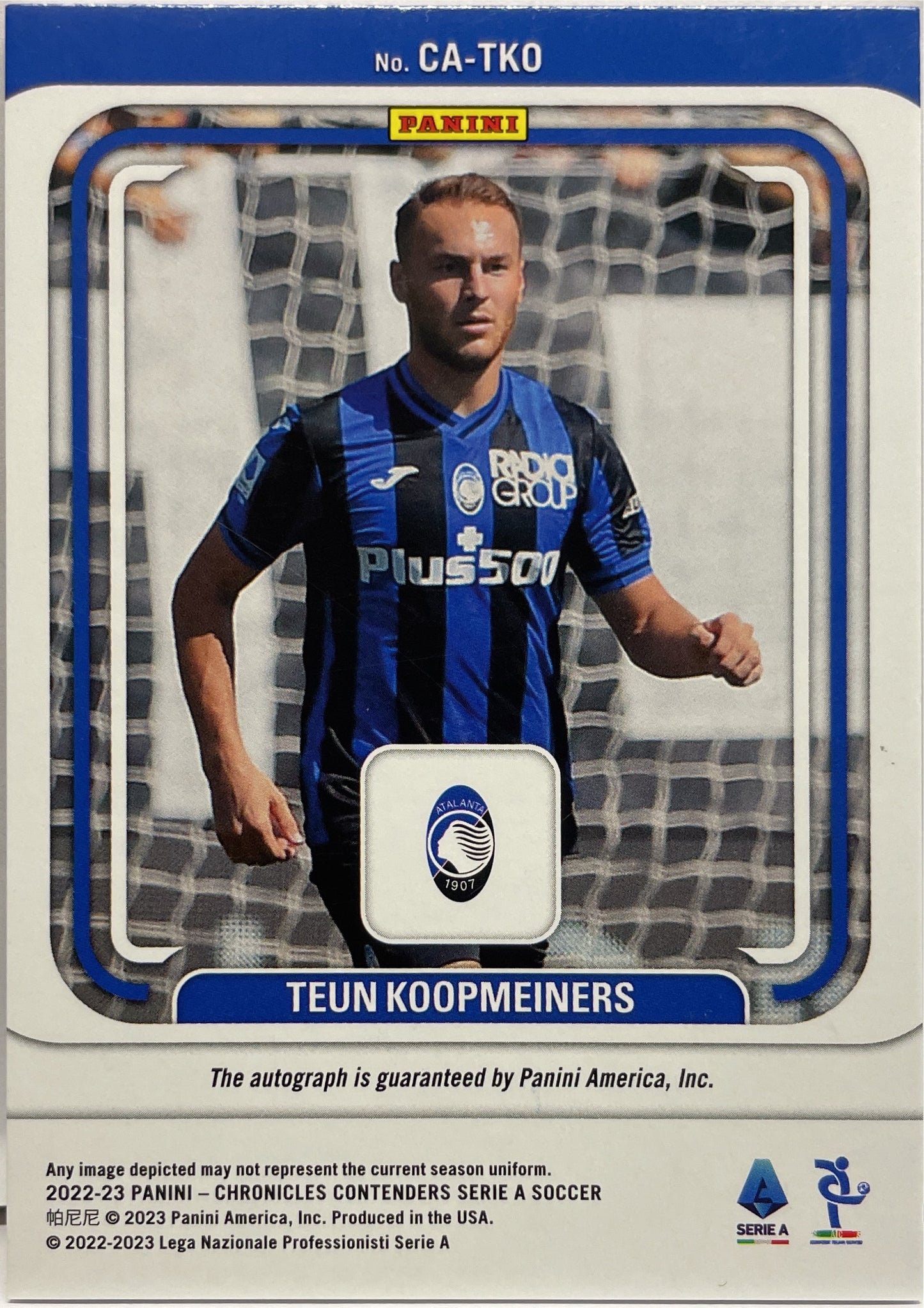 Teun Koopmeiners 135/139 Autograph Contenders Chronicles Serie A 2022/23