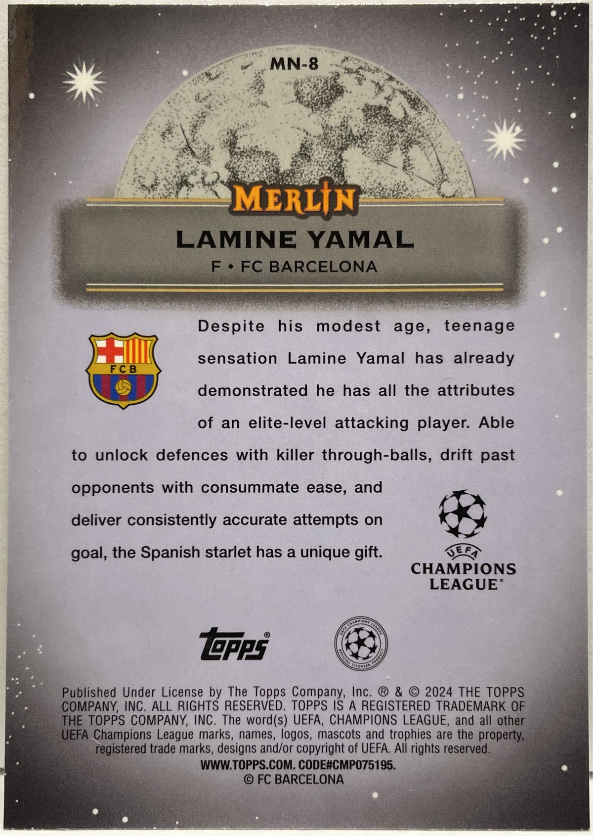 Lamine Yamal Rookie Mystic Nights Topps Chrome Merlin 2023/24